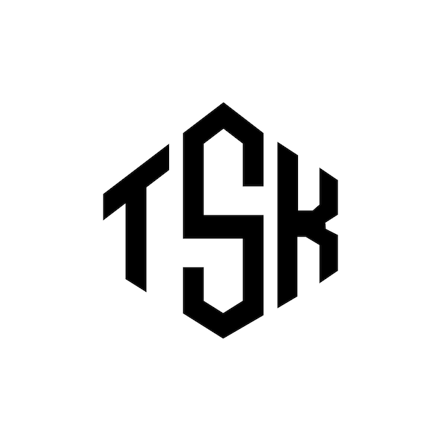 Diseño del logotipo de la letra TSK con forma de polígono TSK diseño del logotipo en forma de póligono y cubo TSK hexágono modelo de logotipo vectorial colores blanco y negro TSK monograma logotipo de negocios e inmobiliario