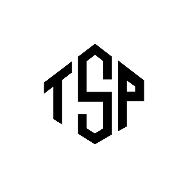 Diseño de logotipo de letra TSP con forma de polígono TSP polígono y forma de cubo diseño de logotipo TSP hexágono patrón de logotipo vectorial colores blanco y negro TSP monograma logotipo de negocios y bienes raíces