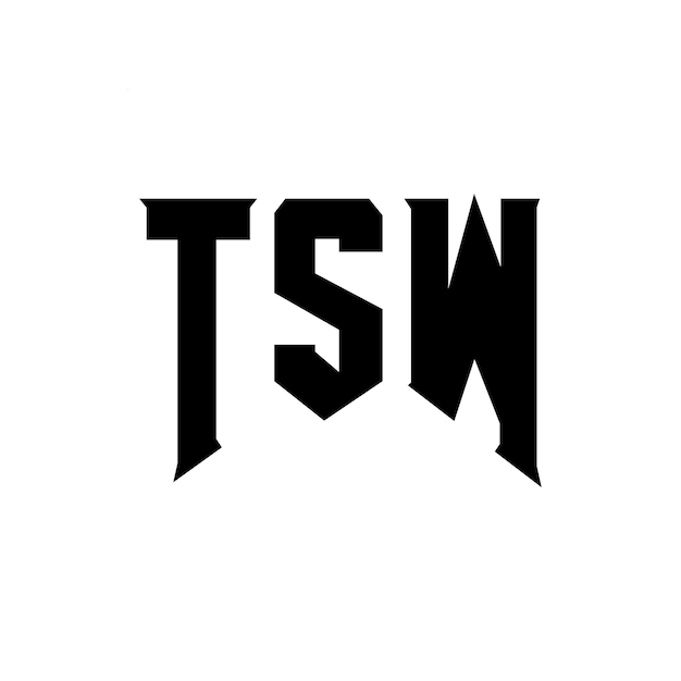 Diseño de logotipo de letra TSW para la compañía de tecnología Diseño de Logotipo TSW combinación de colores blanco y negro Diseño de diseño de logotipo TSW Vector TSW Diseño de icono TSW Alfabeto TSW Tipografía