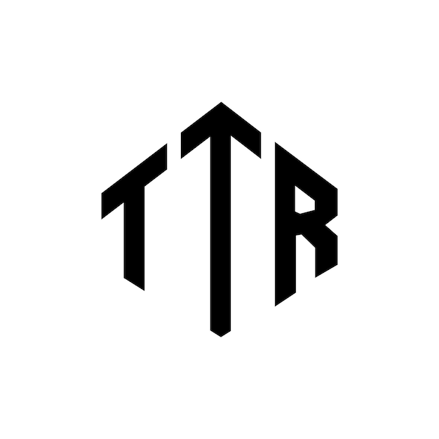 Diseño de logotipo de letra TTR con forma de polígono TTR polígono y forma de cubo diseño de logotipo TTR hexágono patrón de logotipo vectorial colores blanco y negro TTR monograma negocio y logotipo de bienes raíces