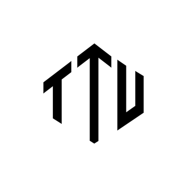 Vector diseño del logotipo de la letra ttu con forma de polígono ttu poligono y forma de cubo diseño del logotipo ttu hexágono patrón del logotipo vectorial colores blanco y negro ttu monograma logotipo de negocios e inmobiliario