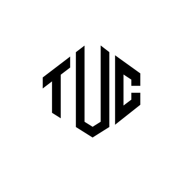 Diseño del logotipo de la letra TUC con forma de polígono TUC polígono y forma de cubo diseño del logotipo TUC hexágono modelo de logotipo vectorial colores blanco y negro TUC monograma negocio y logotipo inmobiliario