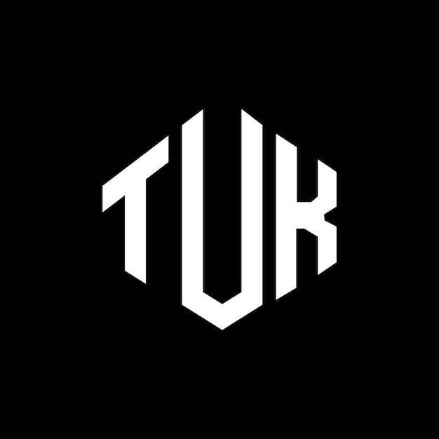 Diseño del logotipo de la letra TUK con forma de polígono TUK poligono y forma de cubo diseño del logotipo TUK hexágono modelo de logotipo vectorial colores blanco y negro TUK monograma logotipo de negocios e inmobiliario