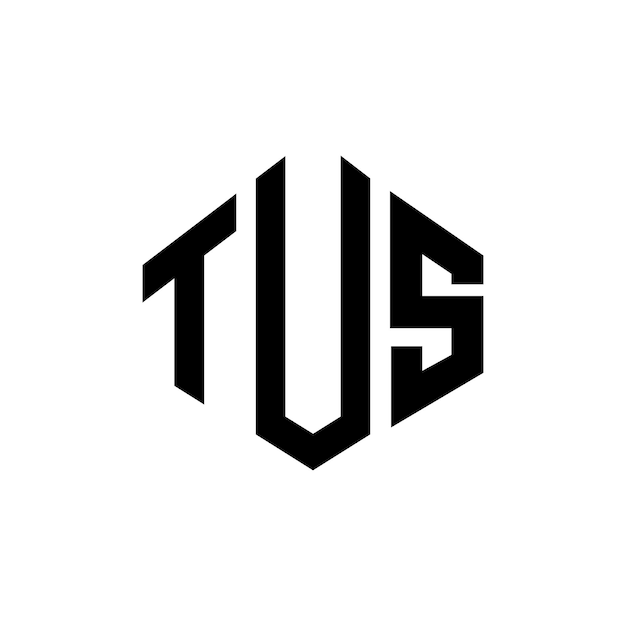 Diseño del logotipo de la letra TUS con forma de polígono TUS polígono y forma de cubo diseño del logotipo TUS hexágono modelo de logotipo vectorial colores blanco y negro TUS monograma negocio y logotipo de bienes raíces