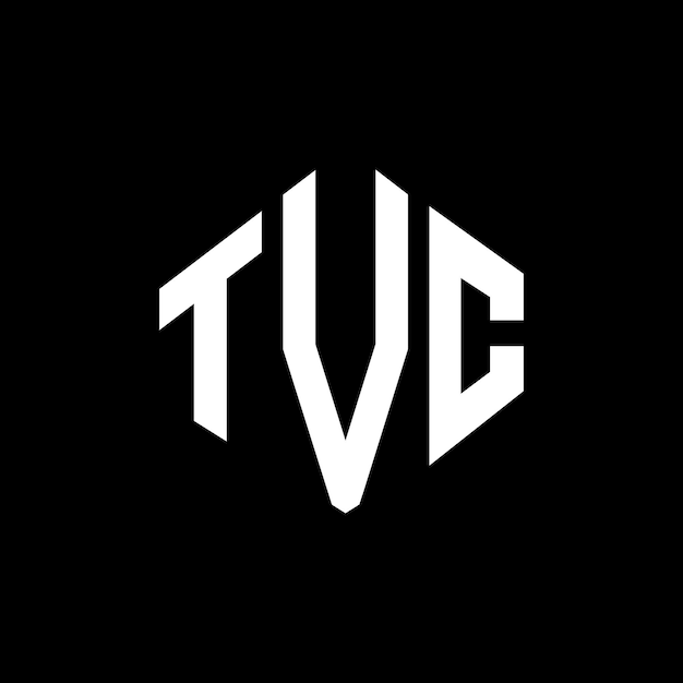 Diseño de logotipo de letra TVC con forma de polígono TVC polígono y forma de cubo diseño de logotipo TVC hexágono patrón de logotipo vectorial colores blanco y negro TVC monograma negocio y logotipo de bienes raíces