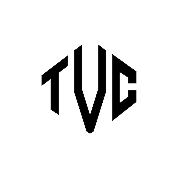 Diseño de logotipo de letra TVC con forma de polígono TVC polígono y forma de cubo diseño de logotipo TVC hexágono patrón de logotipo vectorial colores blanco y negro TVC monograma negocio y logotipo de bienes raíces