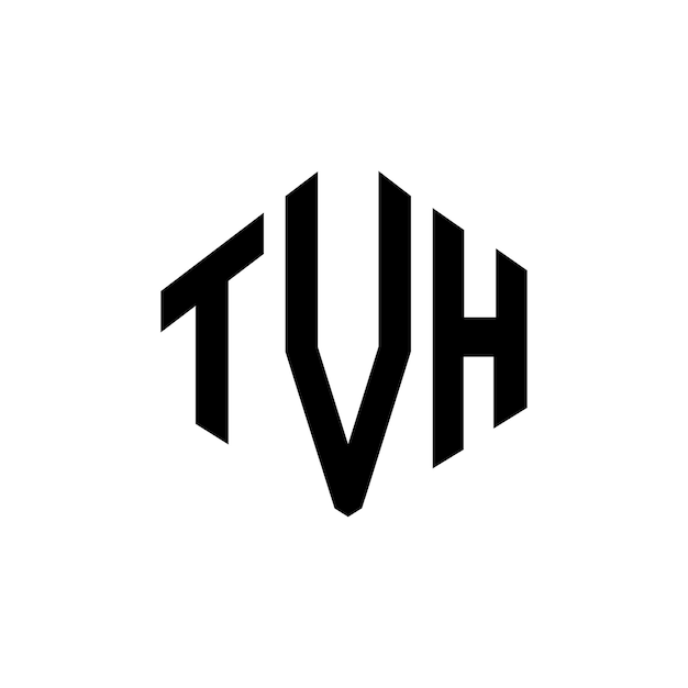 Diseño de logotipo de letra TVH con forma de polígono TVH polígono y forma de cubo diseño de logotipo TVH hexágono patrón de logotipo vectorial colores blanco y negro TVH monograma negocio y logotipo de bienes raíces