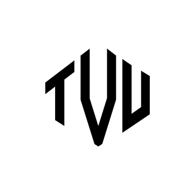 Diseño del logotipo de la letra TVU con forma de polígono TVU polígono y forma de cubo diseño del logotipo TVU hexágono modelo de logotipo vectorial colores blanco y negro TVU monograma negocio y logotipo de bienes raíces