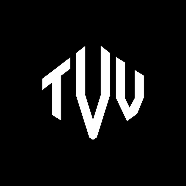 Diseño de logotipo de letra TVV con forma de polígono TVV polígono y forma de cubo diseño de logotipo TVV hexágono patrón de logotipo vectorial colores blanco y negro TVV monograma negocio y logotipo de bienes raíces