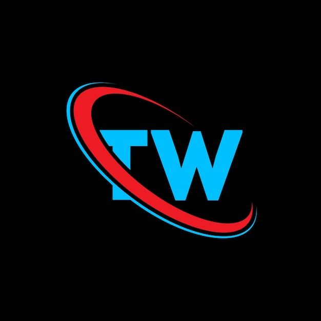Diseño del logotipo de la letra TW Letra inicial TW círculo vinculado monograma en mayúsculas logotipo TW rojo y azul