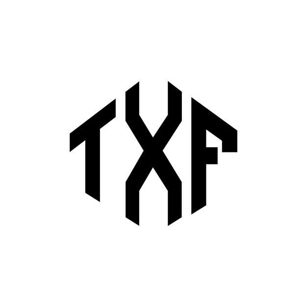 Diseño de logotipo de letra TXF con forma de polígono TXF polígono y forma de cubo diseño de logotipo TXF hexágono patrón de logotipo vectorial colores blanco y negro TXF monograma logotipo de negocios e inmobiliario