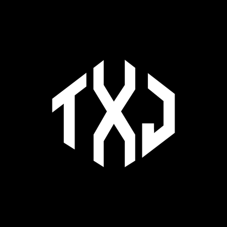 Vector diseño de logotipo de letra txj con forma de polígono txj polígono y forma de cubo diseño de logotipo txj hexágono patrón de logotipo vectorial colores blanco y negro txj monograma logotipo de negocios e inmobiliario