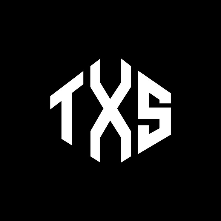 Vector diseño del logotipo de la letra txs con forma de polígono txs diseño del logotipo en forma de póligono y cubo txs hexágono patrón del logotipo vectorial colores blanco y negro txs monograma logotipo de negocios e inmobiliario