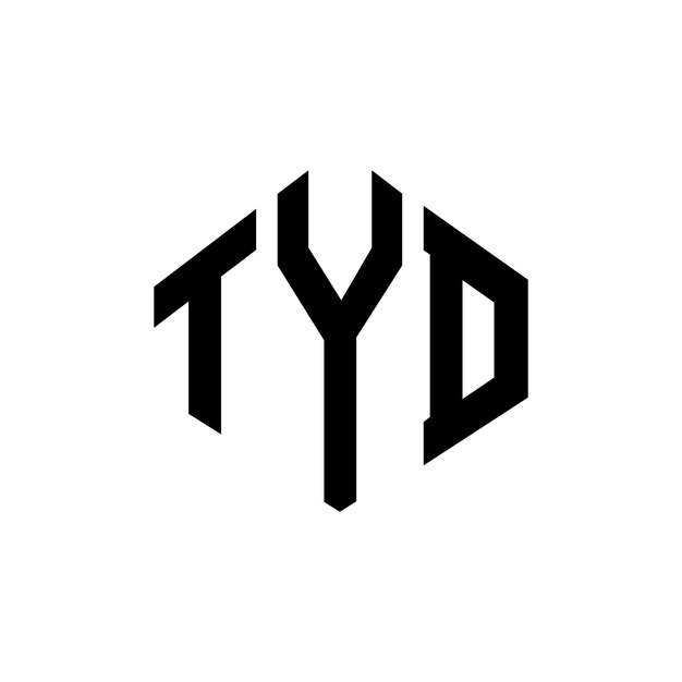 Diseño del logotipo de la letra TYD con forma de polígono TYD poligono y forma de cubo diseño del logotipo TYD hexágono modelo de logotipo vectorial colores blanco y negro TYD monograma logotipo de negocios e inmobiliario