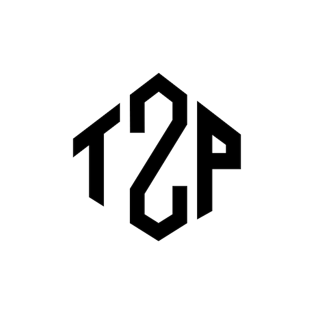 Diseño de logotipo de letra TZP con forma de polígono TZP polígono y forma de cubo diseño de logotipo TZP hexágono patrón de logotipo vectorial colores blanco y negro TZP monograma logotipo de negocios e inmobiliario