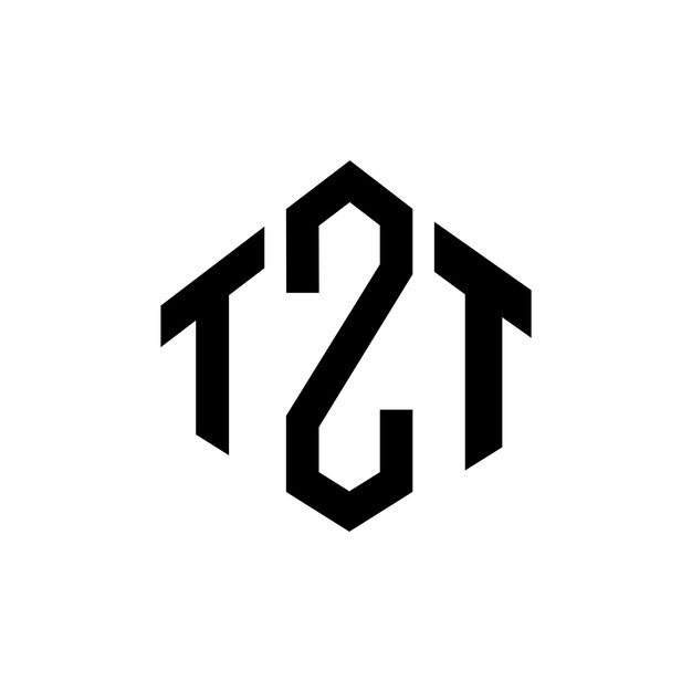 Diseño de logotipo de letra TZT con forma de polígono TZT polígono y forma de cubo diseño de logotipo TZT hexágono patrón de logotipo vectorial colores blanco y negro TZT monograma logotipo de negocios e inmobiliario