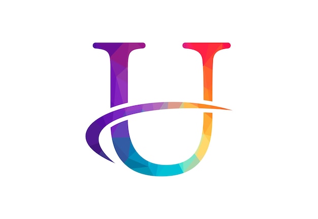 Diseño de logotipo de letra U inicial y Low Poly Ilustración vectorial