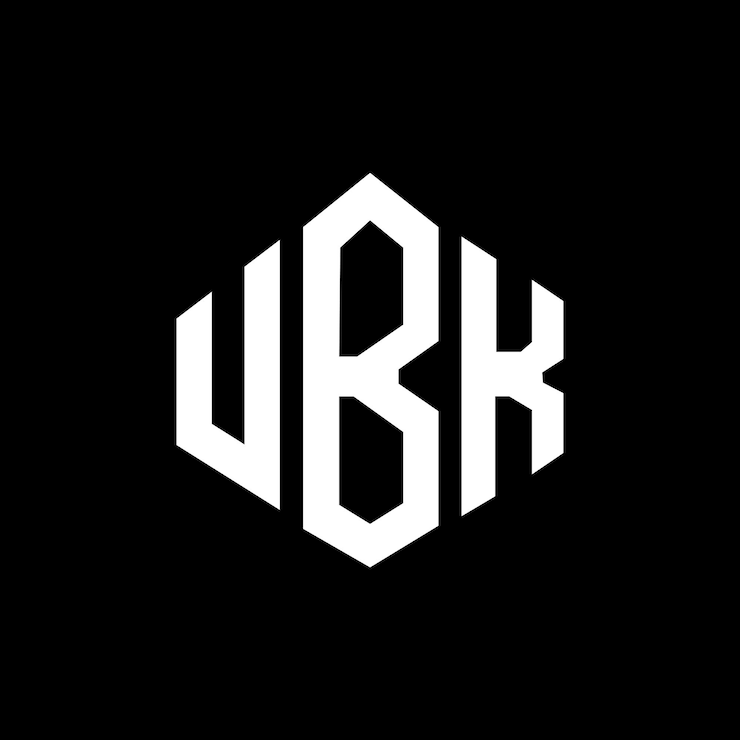 Vector el diseño del logotipo de la letra ubk con forma de polígono ubk polígono y forma de cubo diseño de logotipo ubk hexágono modelo de logotipo vectorial colores blanco y negro ubk monograma negocio y logotipo de bienes raíces
