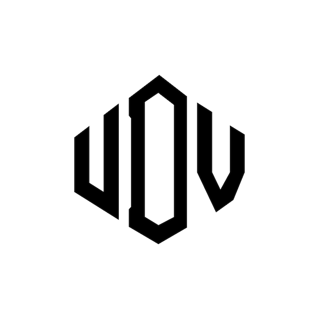Diseño de logotipo de letra UDV con forma de polígono UDV polígono y forma de cubo diseño de logotipo UDV hexágono modelo de logotipo vectorial colores blanco y negro UDV monograma de negocios y logotipo de bienes raíces