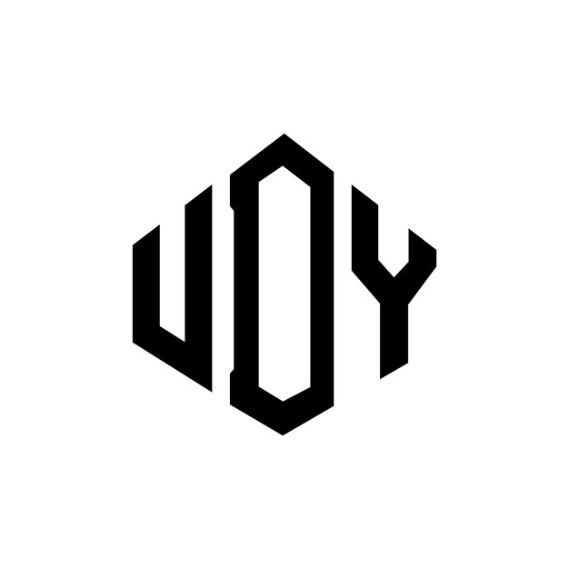Diseño de logotipo de letra UDY con forma de polígono UDY polígono y forma de cubo diseño de logotipo UDY hexágono patrón de logotipo vectorial colores blanco y negro UDY monograma negocio y logotipo de bienes raíces