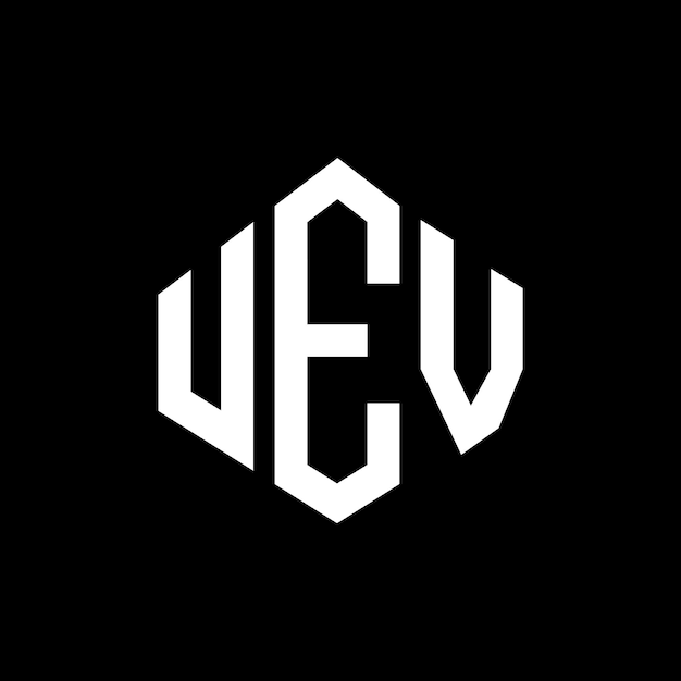 Diseño de logotipo de letra UEV con forma de polígono UEV polígono y forma de cubo diseño de logotipo UEV hexágono patrón de logotipo vectorial colores blanco y negro UEV monograma de negocios y logotipo de bienes raíces
