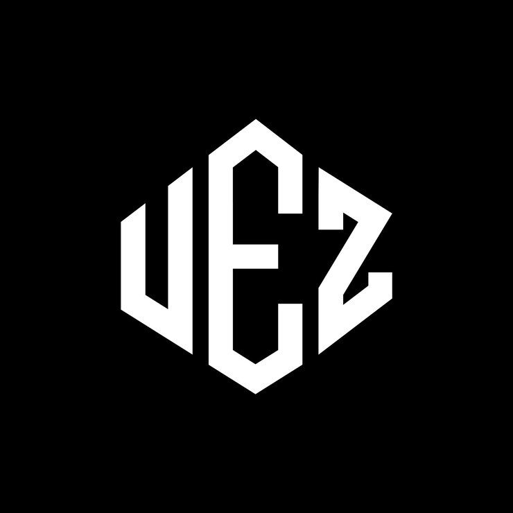 Vector diseño del logotipo de la letra uez con forma de polígono uez poligono y forma de cubo diseño del logotipo uez hexágono modelo de logotipo vectorial colores blanco y negro uez monograma logotipo de negocios y bienes raíces