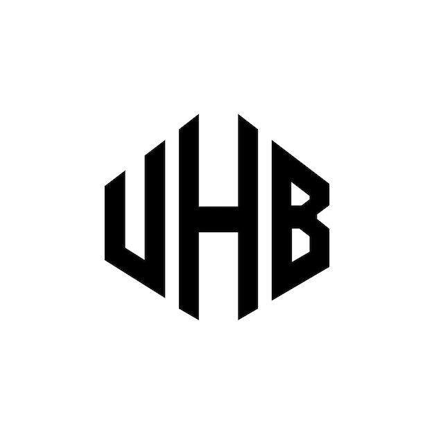 Diseño del logotipo de la letra UHB con forma de polígono UHB polígono y forma de cubo diseño del logotipo UHB hexágono modelo de logotipo vectorial colores blanco y negro UHB monograma logotipo de negocios y bienes raíces