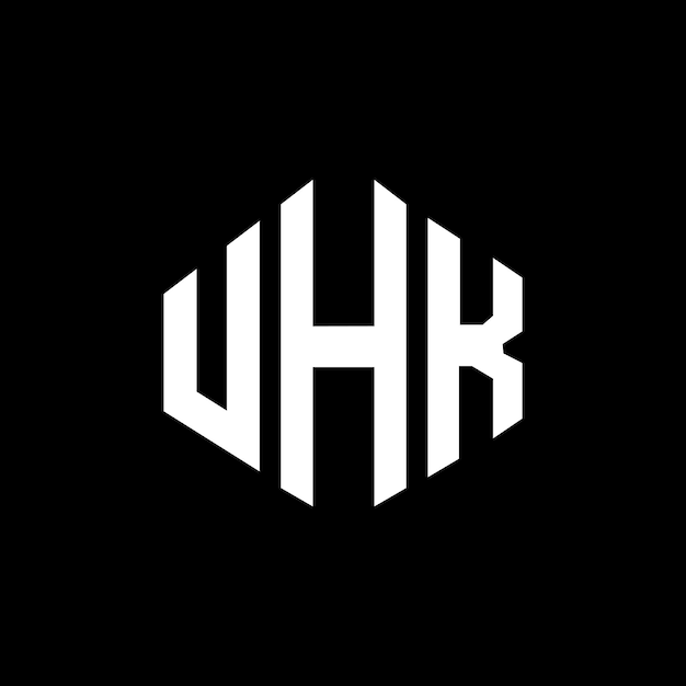Diseño de logotipo de letra UHK con forma de polígono UHK polígono y forma de cubo diseño de logotipo UHK hexágono patrón de logotipo vectorial colores blanco y negro UHK monograma logotipo de negocios y bienes raíces