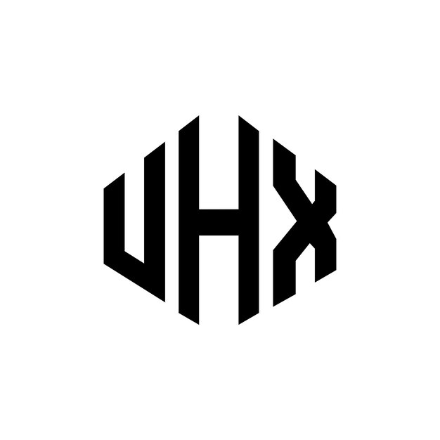 Diseño de logotipo de letra UHX con forma de polígono UHX polígono y forma de cubo diseño de logotipo UHX hexágono patrón de logotipo vectorial colores blanco y negro UHX monograma logotipo de negocios y bienes raíces