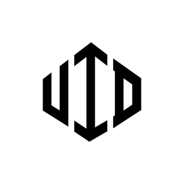 Diseño de logotipo de letra UID con forma de polígono UID poligono y forma de cubo diseño de logotipo UID hexágono modelo de logotipo vectorial colores blanco y negro UID monograma negocio y logotipo de bienes raíces