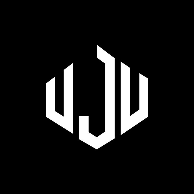 Diseño del logotipo de la letra UJU con forma de polígono UJU diseño del logotipo en forma de póligono y cubo UJU hexágono plantilla del logotipo vectorial colores blanco y negro UJU monograma logotipo de negocios e inmobiliario