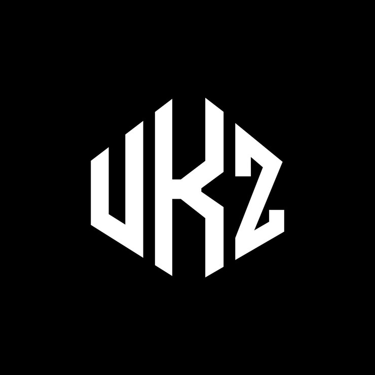 Vector diseño de logotipo de letra ukz con forma de polígono ukz polígono y forma de cubo diseño de logotipo ukz hexágono patrón de logotipo vectorial colores blanco y negro ukz monograma logotipo de negocios y bienes raíces