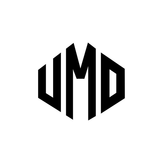 Diseño del logotipo de la letra UMO con forma de polígono UMO poligono y forma de cubo diseño del logotipo UMO hexágono modelo de logotipo vectorial colores blanco y negro UMO monograma negocio y logotipo de bienes raíces
