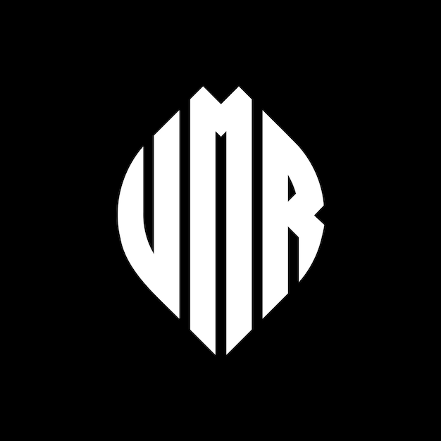 El diseño del logotipo de la letra UMR con forma de círculo y elipse UMR letras elipse con estilo tipográfico Las tres iniciales forman un logotipo de círculo UMR Círculo Emblema Monograma Abstracto Carta Marca Vector