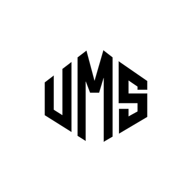 Diseño de logotipo de letra UMS con forma de polígono UMS polígono y forma de cubo diseño de logotipo UMS hexágono patrón de logotipo vectorial colores blanco y negro UMS monograma negocio y logotipo de bienes raíces