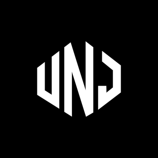 Diseño de logotipo de letra UNJ con forma de polígono UNJ polígono y forma de cubo diseño de logotipo UNJ hexágono patrón de logotipo vectorial colores blanco y negro UNJ monograma negocio y logotipo de bienes raíces