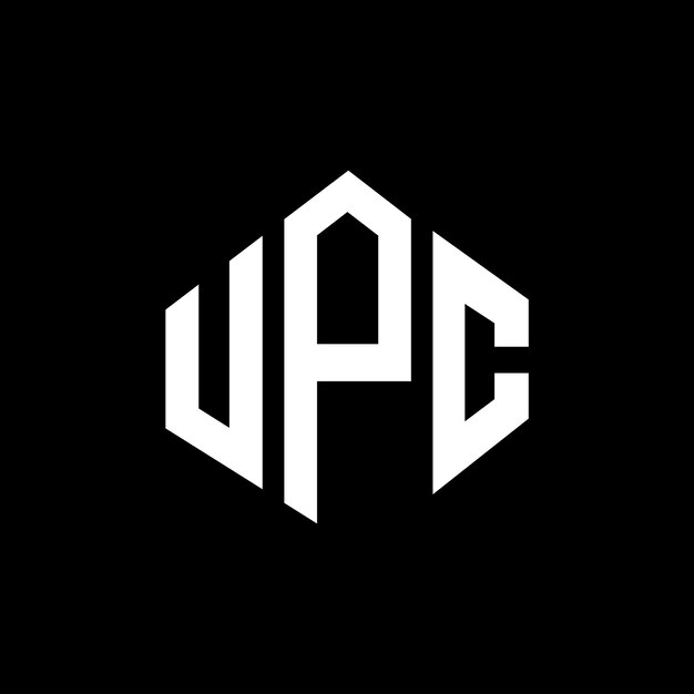 Diseño del logotipo de la letra UPC con forma de polígono UPC polígono y forma de cubo diseño del logotipo UPC hexágono modelo de logotipo vectorial colores blanco y negro UPC monograma negocio y logotipo de bienes raíces