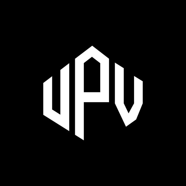 Diseño del logotipo de la letra UPV con forma de polígono UPV polígono y forma de cubo diseño del logotipo UPV hexágono modelo de logotipo vectorial colores blanco y negro UPV monograma negocio y logotipo de bienes raíces