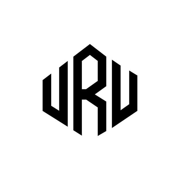 Diseño del logotipo de la letra URU con forma de polígono URU diseño del logotipo en forma de póligono y cubo URU hexágono modelo de logotipo vectorial colores blanco y negro URU monograma logotipo de negocios e inmobiliario