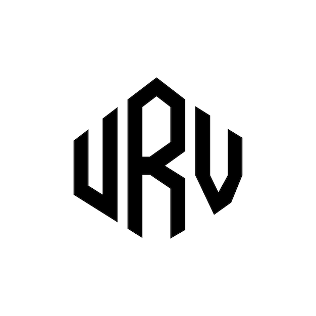 Diseño de logotipo de letra URV con forma de polígono URV diseño de logotipo en forma de póligono y cubo URV hexágono modelo de logotipo vectorial colores blanco y negro URV monograma de negocios y logotipo de bienes raíces