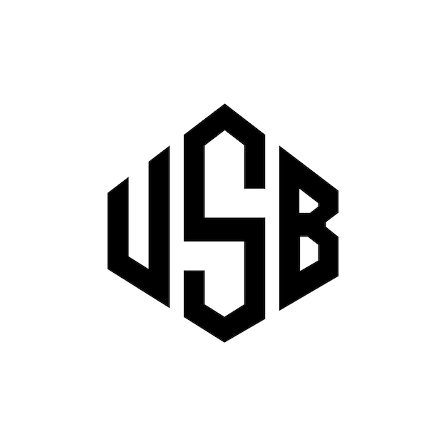 Diseño de logotipo de letra USB con forma de polígono USB diseño de logotipo en forma de póligono y cubo USB hexágono modelo de logotipo vectorial colores blanco y negro USB monograma logotipo de negocios y bienes raíces