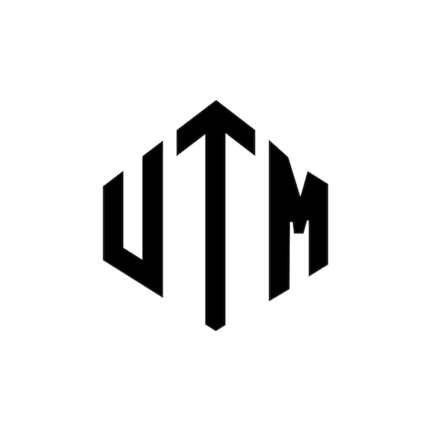 Diseño de logotipo de letra UTM con forma de polígono UTM poligono y forma de cubo diseño de logotipo UTM hexágono modelo de logotipo vectorial colores blanco y negro UTM monograma negocio y logotipo de bienes raíces
