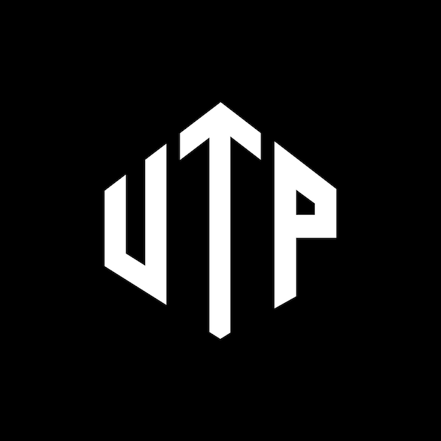 Diseño de logotipo de letra UTP con forma de polígono UTP polígono y forma de cubo diseño de logotipo UTP hexágono modelo de logotipo vectorial colores blanco y negro UTP monograma negocio y logotipo de bienes raíces