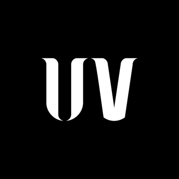 El diseño del logotipo de la letra UV V La letra inicial del logotipo es un círculo vinculado a la letra UV, un monograma en mayúscula, un logotipo de color blanco y un logotipo UV U V.