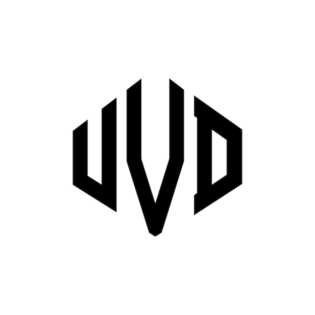 Diseño de logotipo de letra UVD con forma de polígono UVD polígono y forma de cubo diseño de logotipo UVD hexágono modelo de logotipo vectorial colores blanco y negro UVD monograma de negocios y logotipo de bienes raíces