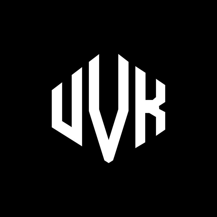 Vector diseño de logotipo de letra uvk con forma de polígono uvk polígono y forma de cubo diseño de logotipo uvk hexágono modelo de logotipo vectorial colores blanco y negro uvk monograma logotipo de negocios y bienes raíces