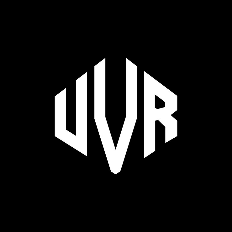 Vector diseño de logotipo de letra uvr con forma de polígono uvr poligono y forma de cubo diseño de logotipo uvr hexágono modelo de logotipo vectorial colores blanco y negro uvr monograma de negocios y logotipo de bienes raíces