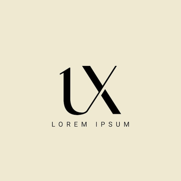 Diseño del logotipo de la letra UX UX polígono círculo triángulo hexágono plano y estilo simple con color blanco