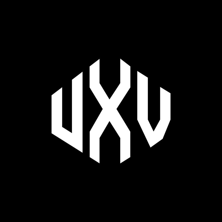Vector diseño de logotipo de letra uxv con forma de polígono uxv polígono y forma de cubo diseño de logotipo uxv hexágono patrón de logotipo vectorial colores blanco y negro uxv monograma logotipo de negocios y bienes raíces