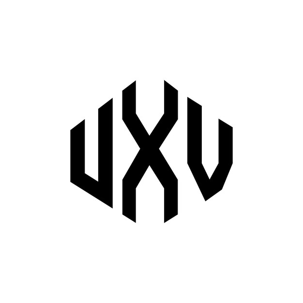 Diseño de logotipo de letra UXV con forma de polígono UXV polígono y forma de cubo diseño de logotipo UXV hexágono patrón de logotipo vectorial colores blanco y negro UXV monograma logotipo de negocios y bienes raíces